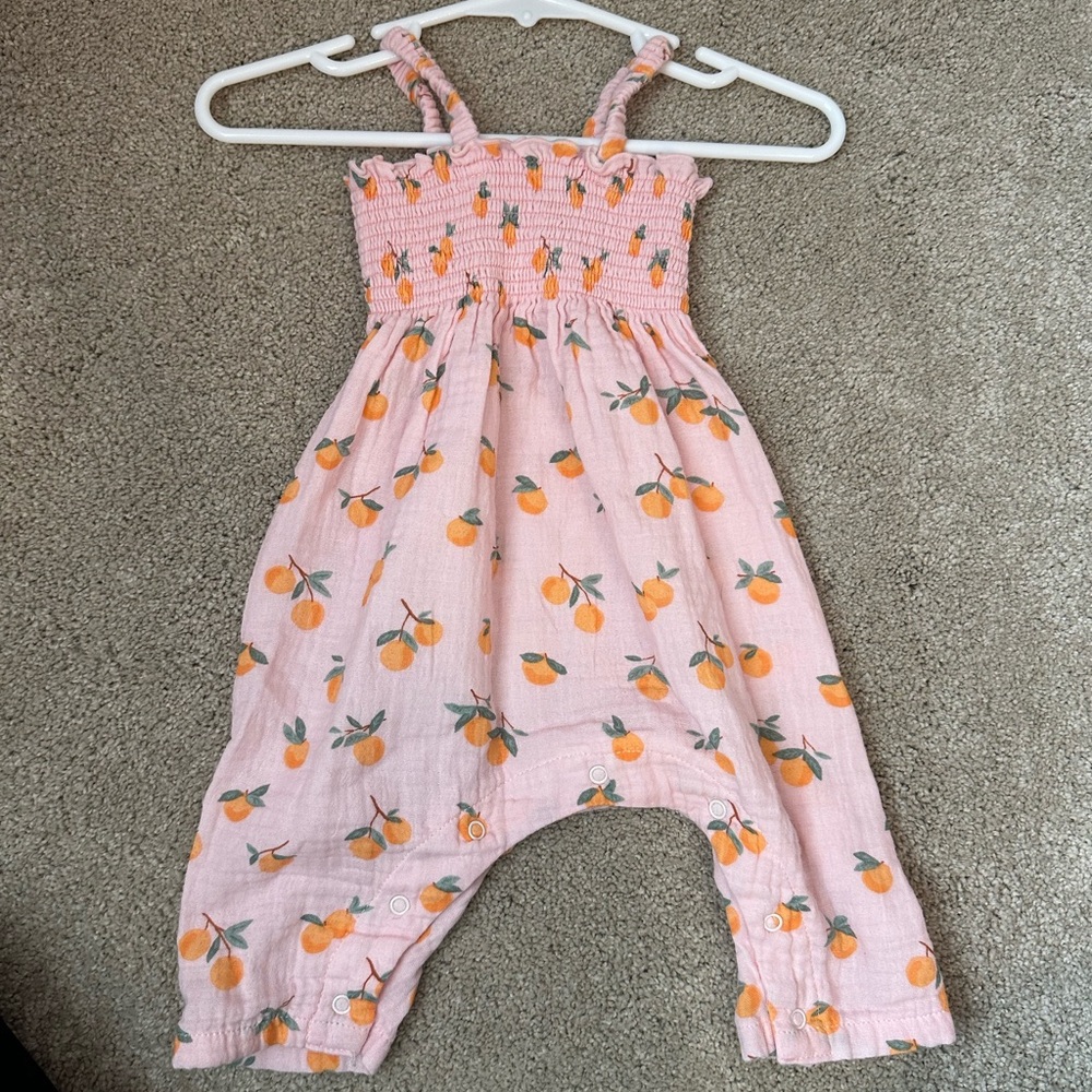 Angel Dear Peach Print Kids Romper 3-6m
